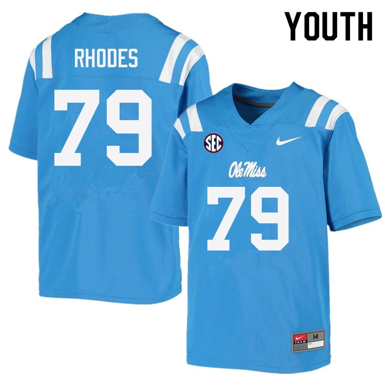 Jordan Rhodes Ole Miss Rebels NCAA Youth Powder Blue #79 Stitched Limited College Football Jersey BDT0358YO